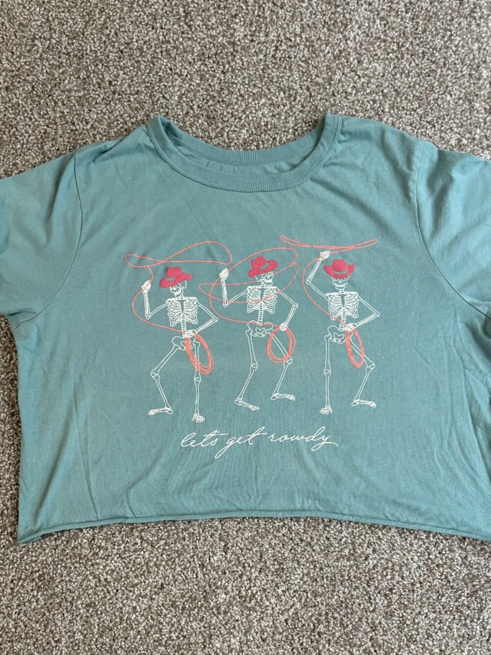Zoe + Liv Cowboy Skeleton Get Rowdy Crop Top T Shirt Size XXL